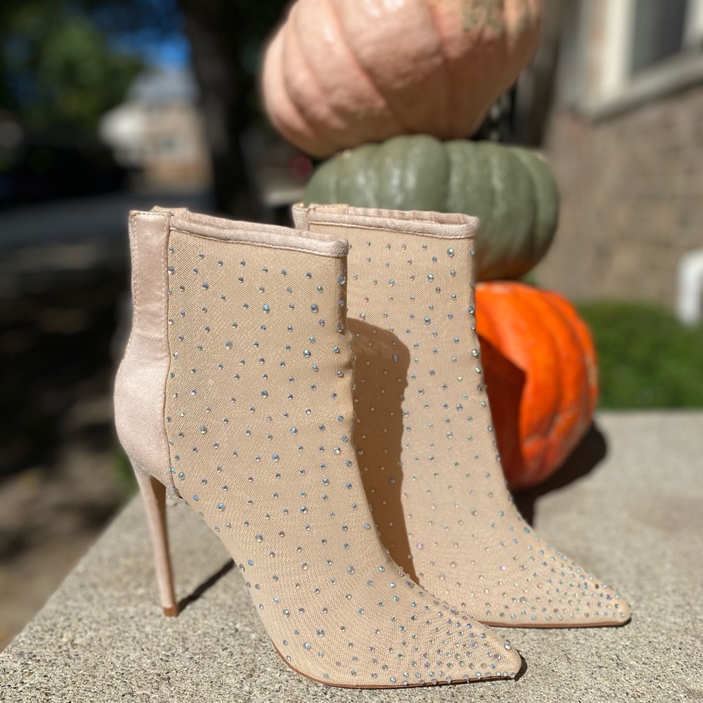 Fashion Nova Nude Rhinestone Heels